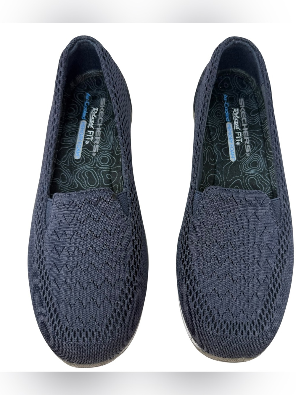 New Skechers Womens Size 9 Relaxed Fit Memory Foam Slip On Comfort Shoes‎ Navy
